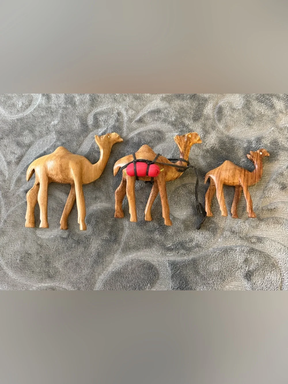 Vintage Olive Wood Handcrafted Wooden Camels set of 3